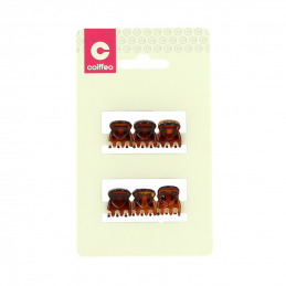 Lot de 6 mini pinces marron pour cheveux Coiffeo