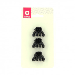 Lot de 3 mini pinces noires pour coiffure