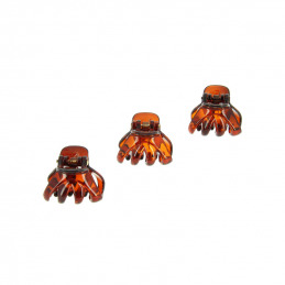 Mini pince à cheveux marron x3 Coiffeo