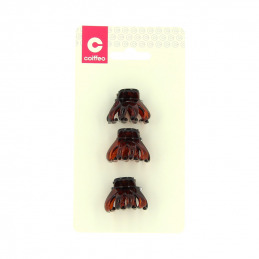 Lot de 3 mini pinces marron Coiffeo