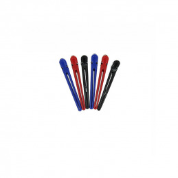 Pinces de séparation 11 cm par 6 Coiffeo noir bleu rouge
