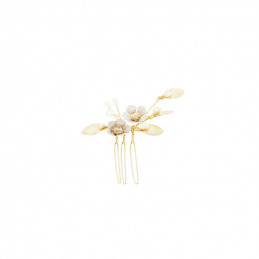 Peigne barrette Coiffeo à fleurs dorées et perles