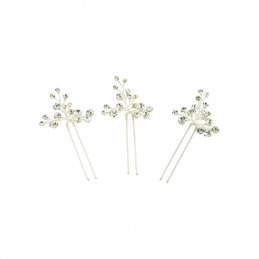 Lot de 3 épingles à chignon Coiffeo argentées