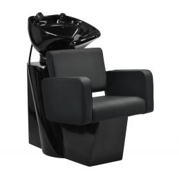 Bac à shampoing professionnel NÉVORA noir – Fauteuil enveloppant et cuve de lavage