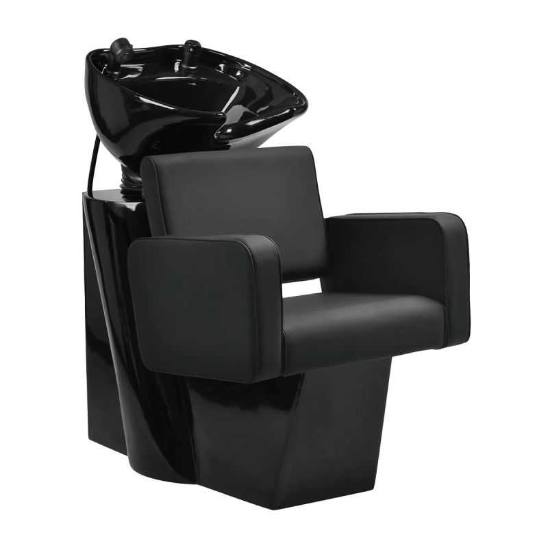 Bac à shampoing professionnel NÉVORA noir – Fauteuil enveloppant et cuve de lavage
